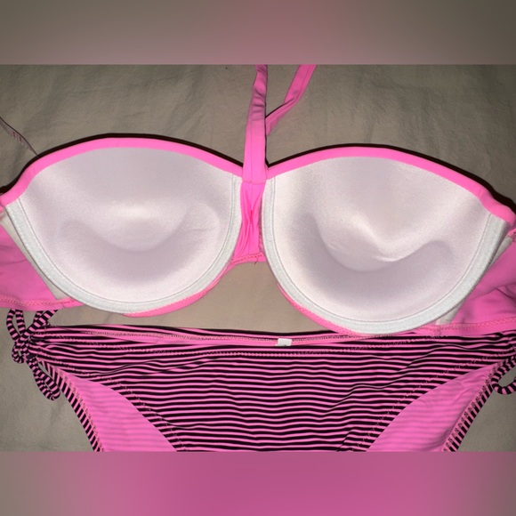 Pink Swimsuit with Striped Bottoms - Picture 4 of 7